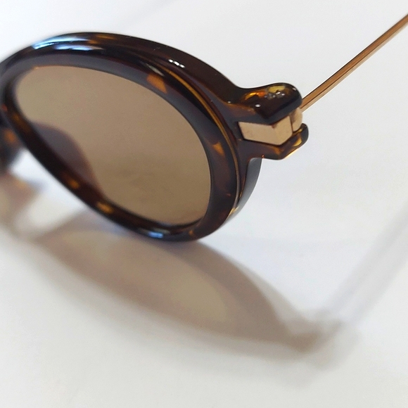 Prada Cat Eye Tortoise Frame Brown Lens Slim Gold Arm Ladies Sunglasses - Picture 3 of 10